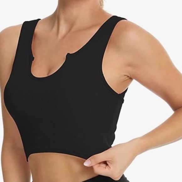 BUNDLE OF 2️⃣ We1Fit Longline Sports Bras Ribbed Cropped-Top Notched-Neck Size L - Picture 2 of 8